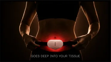 The device worn on a belt at the lower belly.